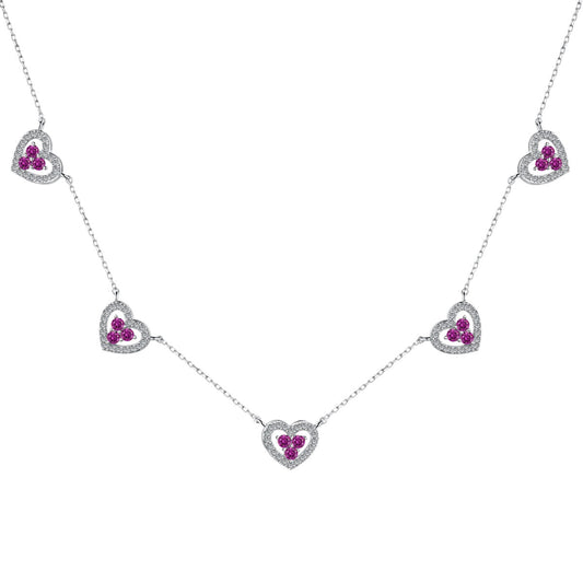 [Viva]Sparkling Five Heart Necklace