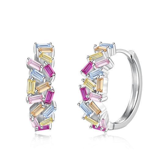 [Viva]Dazzling Colorful Emerald Cut Daily Earrings