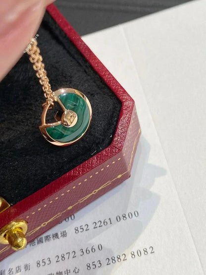[vivabelle]AMULETTE ROSE GOLD MALACHITE NECKLACE