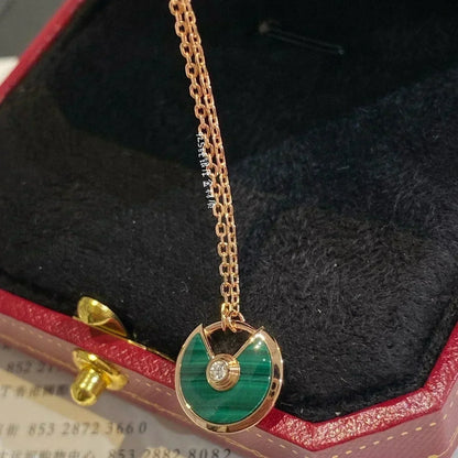 [vivabelle]AMULETTE ROSE GOLD MALACHITE NECKLACE