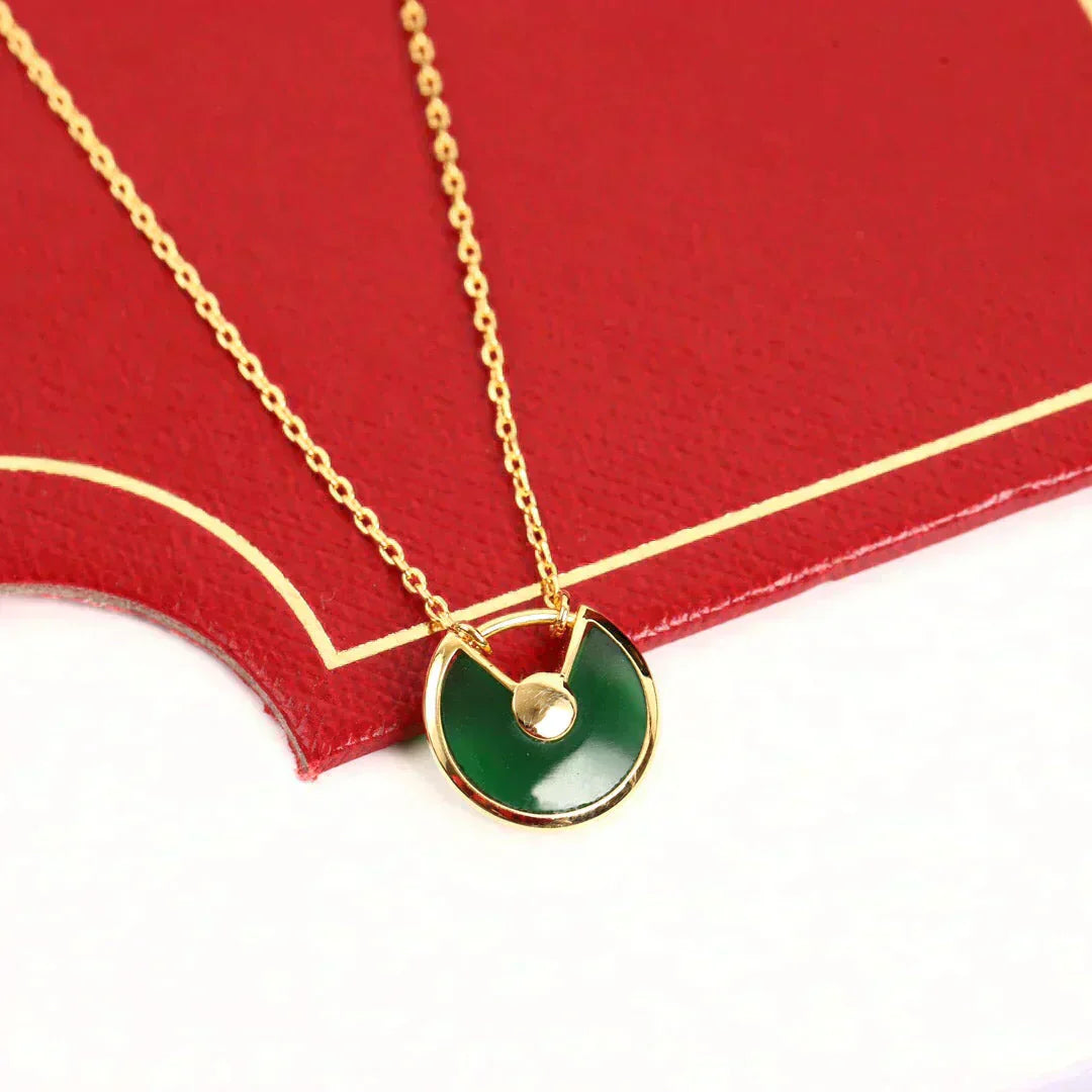 [vivabelle]AMULETTE GOLD MALACHITE NECKLACE