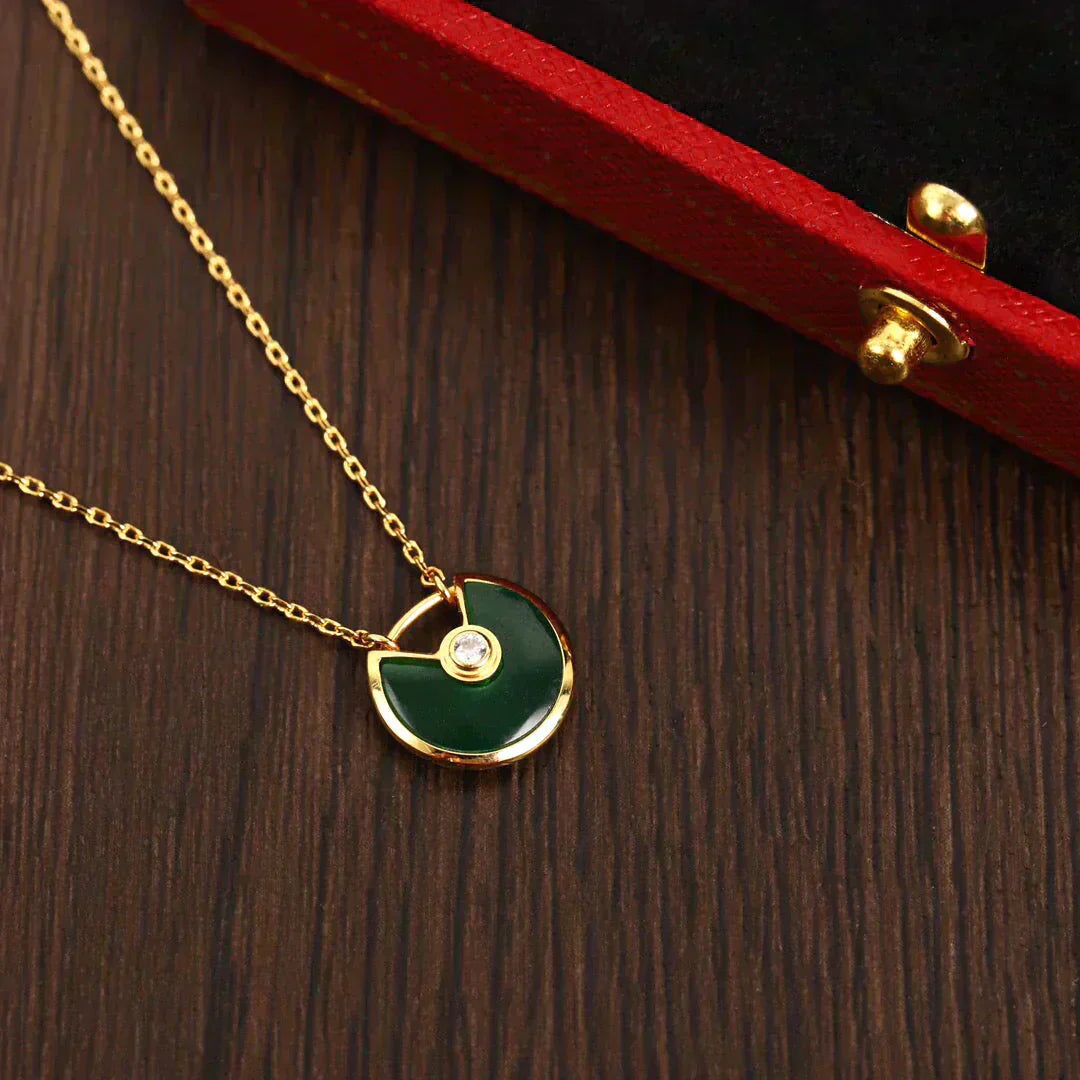 [vivabelle]AMULETTE GOLD MALACHITE NECKLACE
