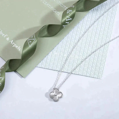 [vivabelle]CLOVER  15MM DIAMOND LASER NECKLACE SILVER