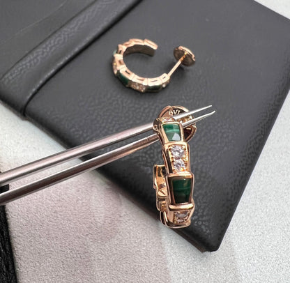 [vivabelle]SERPENTI MALACHITE PINK GOLD EARRINGS