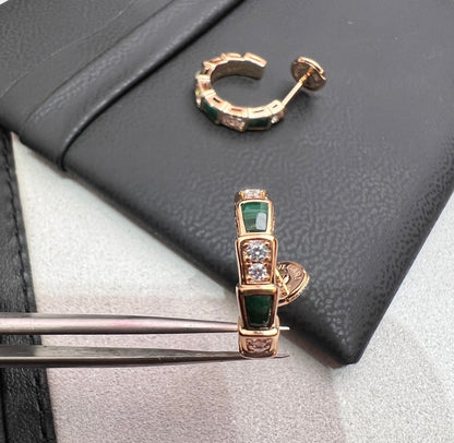 [vivabelle]SERPENTI MALACHITE PINK GOLD EARRINGS