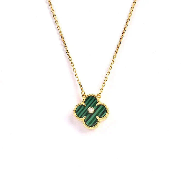 [vivabelle]CLOVER 15MM DIAMOND TURQUOISE NECKLACE