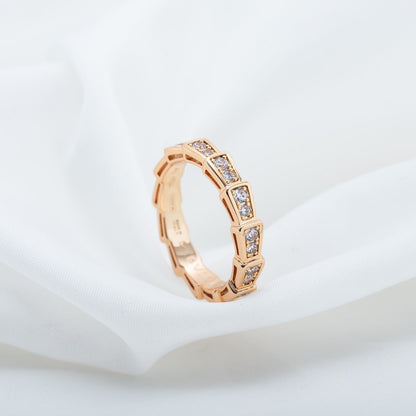 [vivabelle]SERPENTI RING PINK GOLD DIAMOND PAVED 3MM