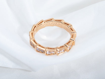 [vivabelle]SERPENTI RING PINK GOLD DIAMOND PAVED 3MM