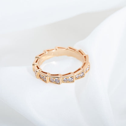 [vivabelle]SERPENTI RING PINK GOLD DIAMOND PAVED 3MM