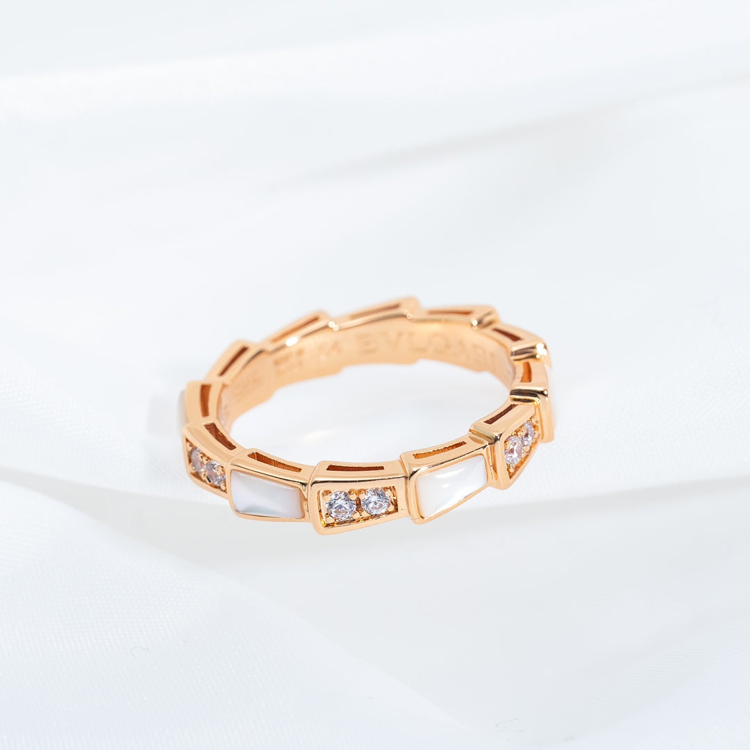 [vivabelle]SERPENTI RING PINK GOLD DIAMOND MOP 3MM