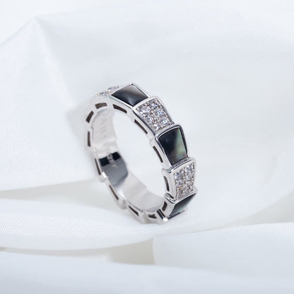 [vivabelle]SERPENTI RING SILVER DIAMOND BLACK MOP 4MM