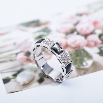 [vivabelle]SERPENTI RING SILVER DIAMOND BLACK MOP 4MM