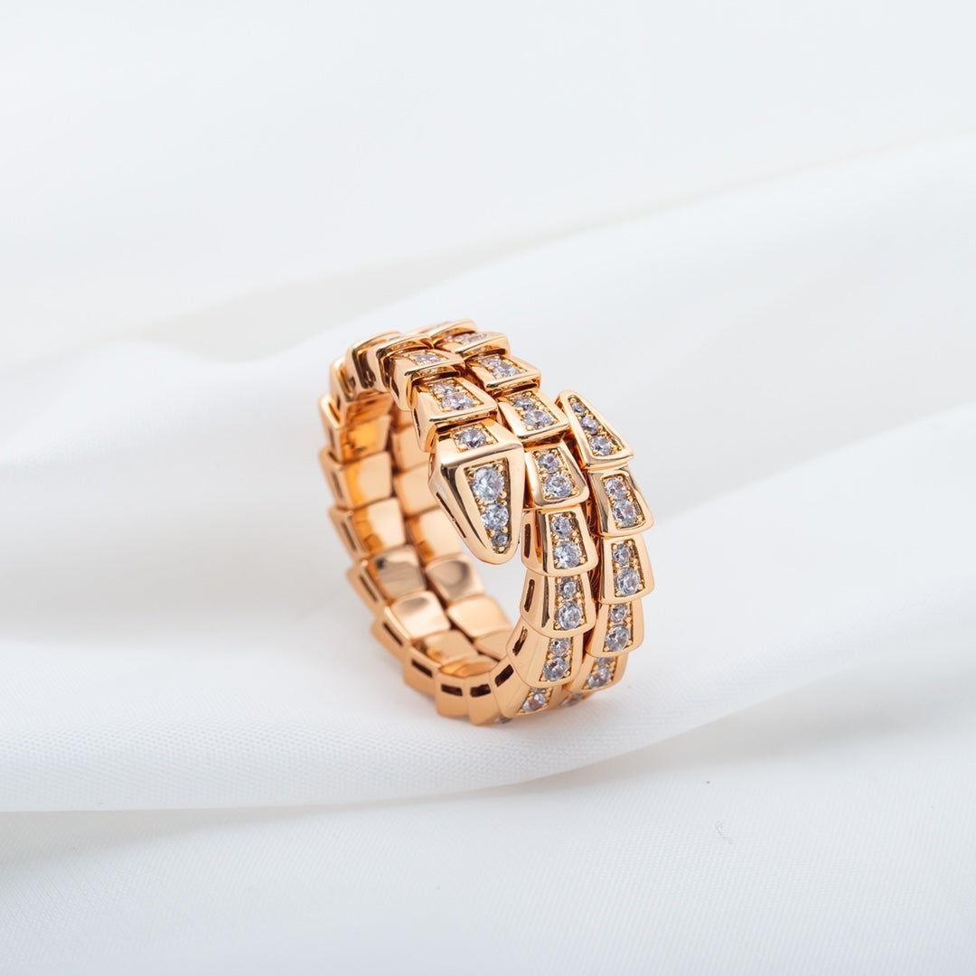 [vivabelle]SERPENTI RING PINK GOLD DIAMOND DOUBLE ROW