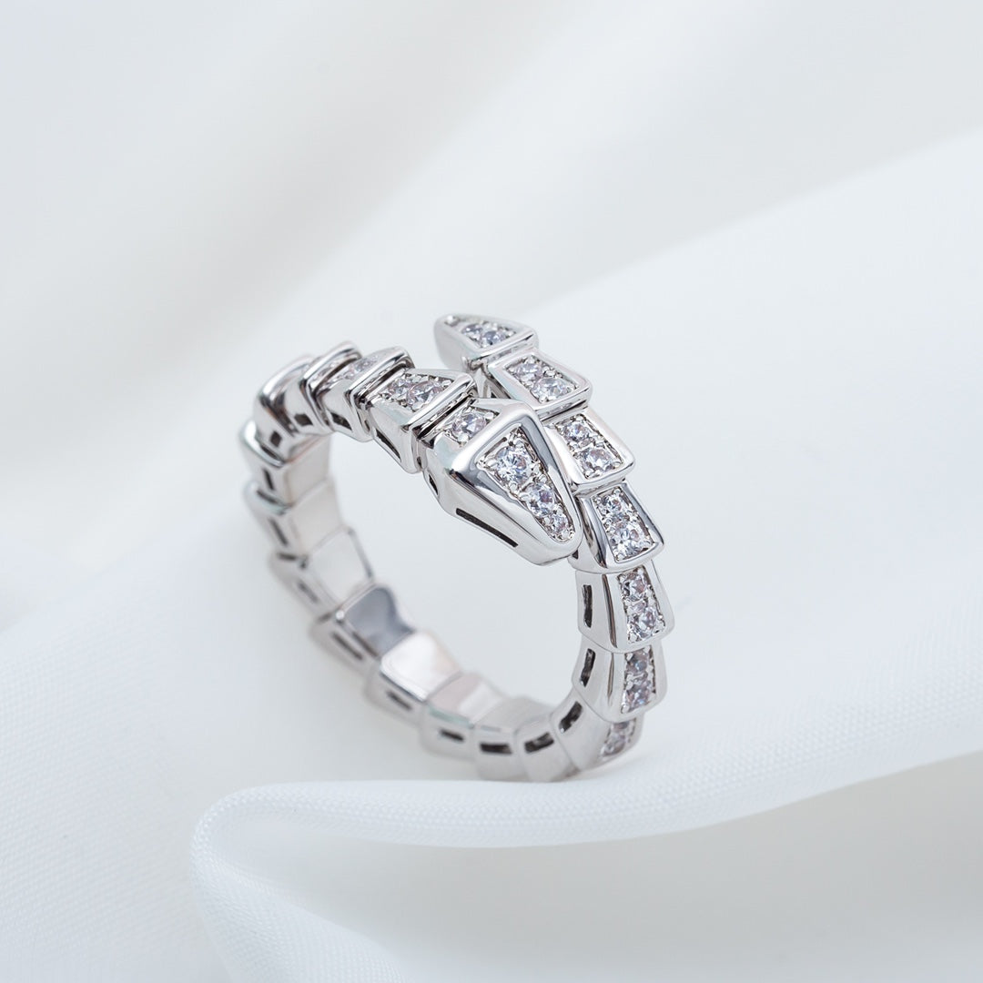 [vivabelle]SERPENTI RING SILVER DIAMOND PAVED 4MM