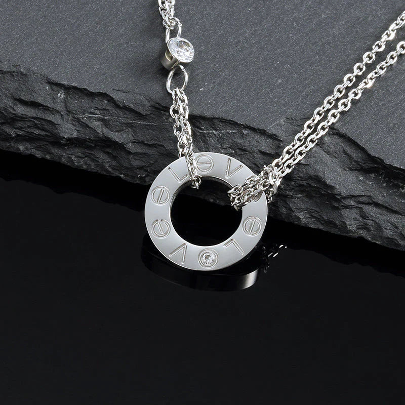 [vivabelle]LOVE NECKLACE 16MM 2 DIAMONDS
