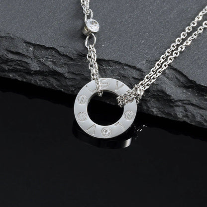 [vivabelle]LOVE NECKLACE 16MM 2 DIAMONDS