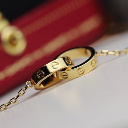 [vivabelle]LOVE NECKLACE DOUBLE RING GOLD