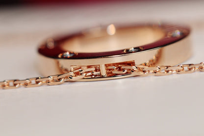 [vivabelle]LOVE NECKLACE 16MM 6 DIAMONDS PINK GOLD