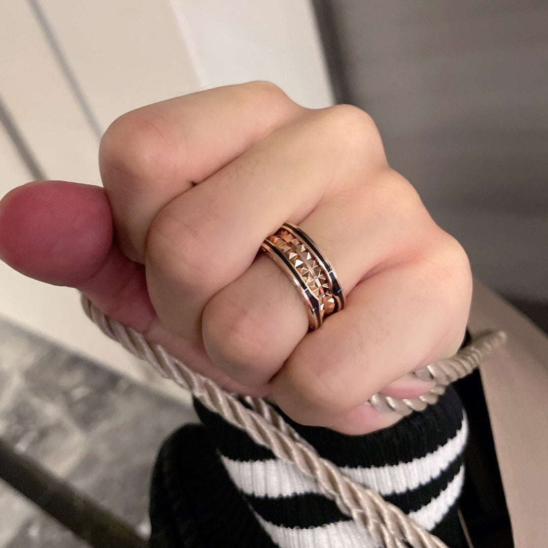 [vivabelle]ZERO 1 PINK GOLD BLACK CERAMIC RING