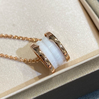 [vivabelle]ZERO 1 WHITE CERAMIC PINK GOLD NECKLACE