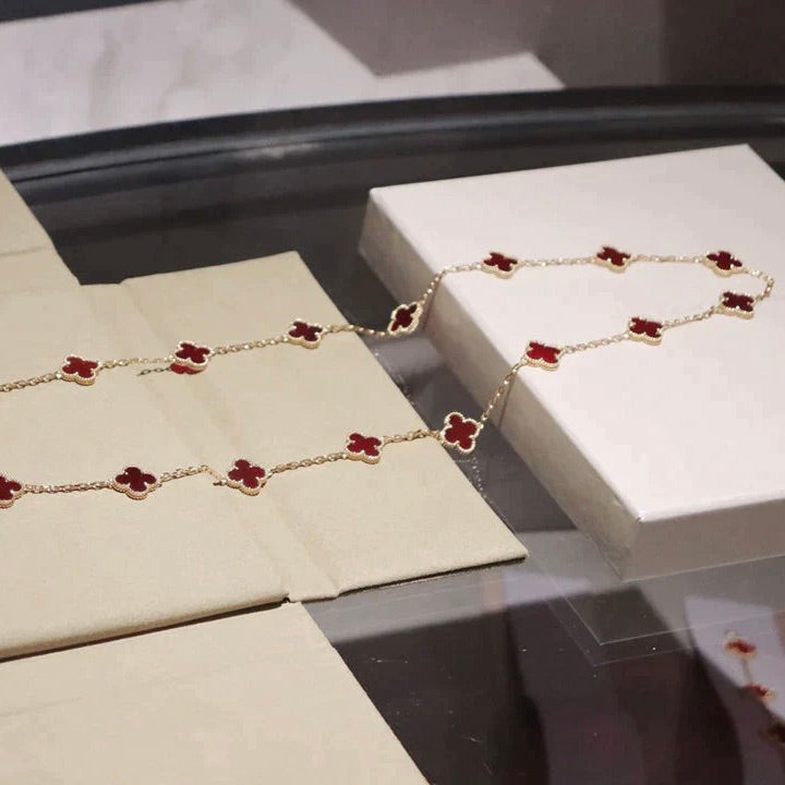 [vivabelle]CLOVER 20 MOTIFS CARNELIAN NECKLACE