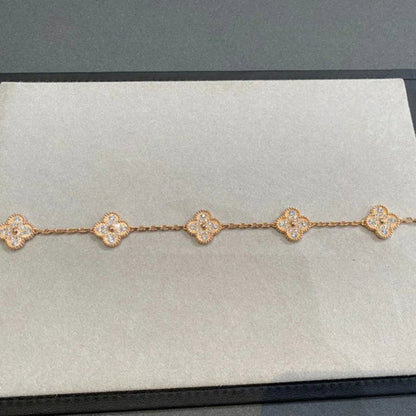 [vivabelle]CLOVER 5 MOTIFS  FULL DIAMOND BRACELET