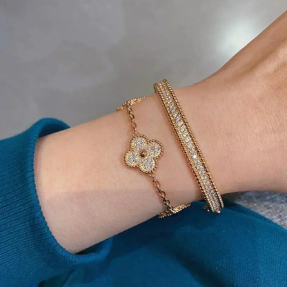 [vivabelle]CLOVER 5 MOTIFS  FULL DIAMOND BRACELET