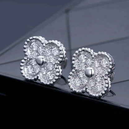 [vivabelle]CLOVER 1 MOTIFS DIAMOND STUD EARRINGS SILVER