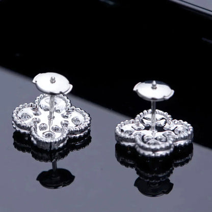 [vivabelle]CLOVER 1 MOTIFS DIAMOND STUD EARRINGS SILVER