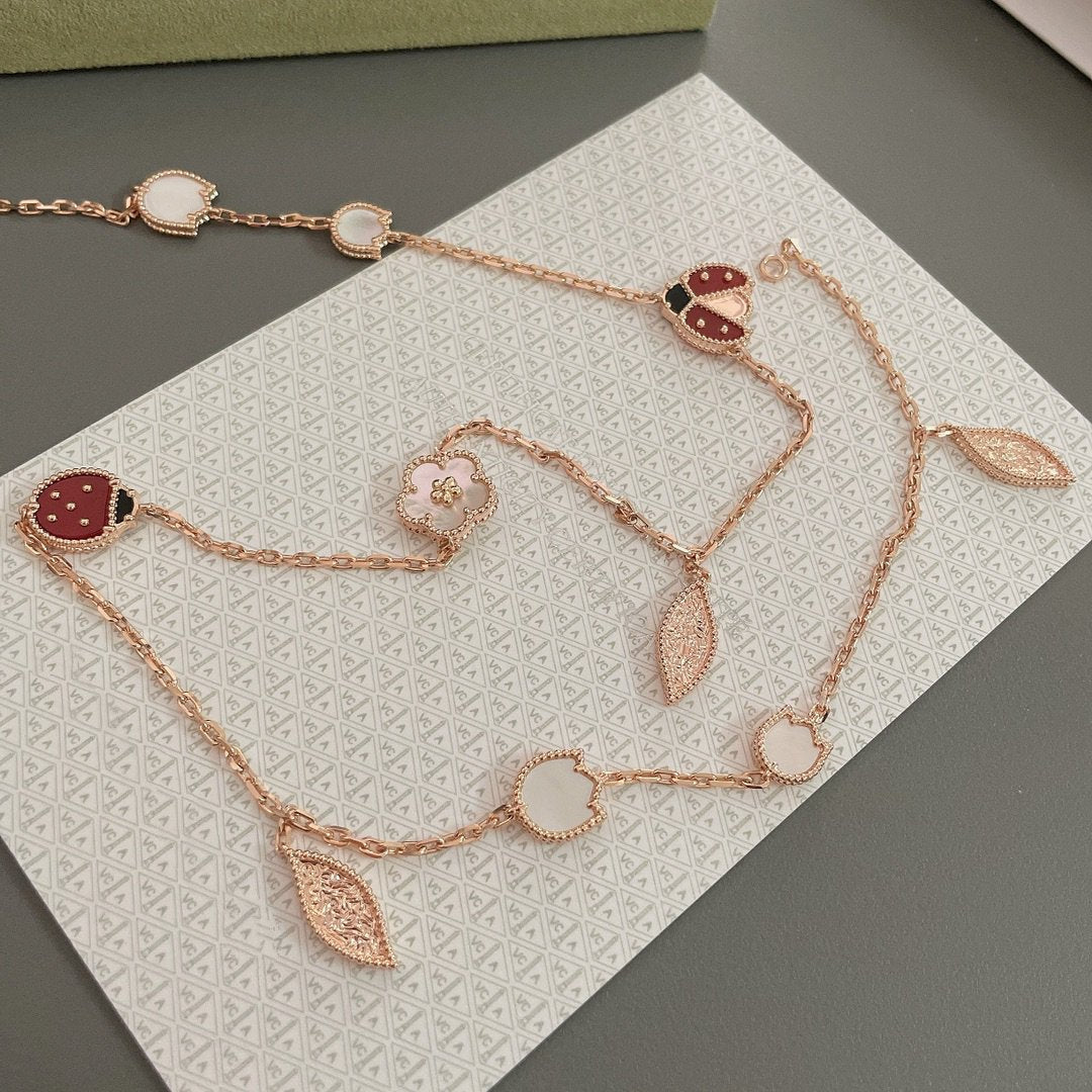 [vivabelle]LUCKY SPRING 15 MOTIFS ROSE GOLD NECKLACE