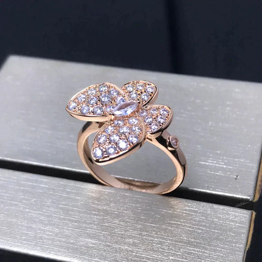 [vivabelle]BUTTERFLY PINK GOLD DIAMOND RING