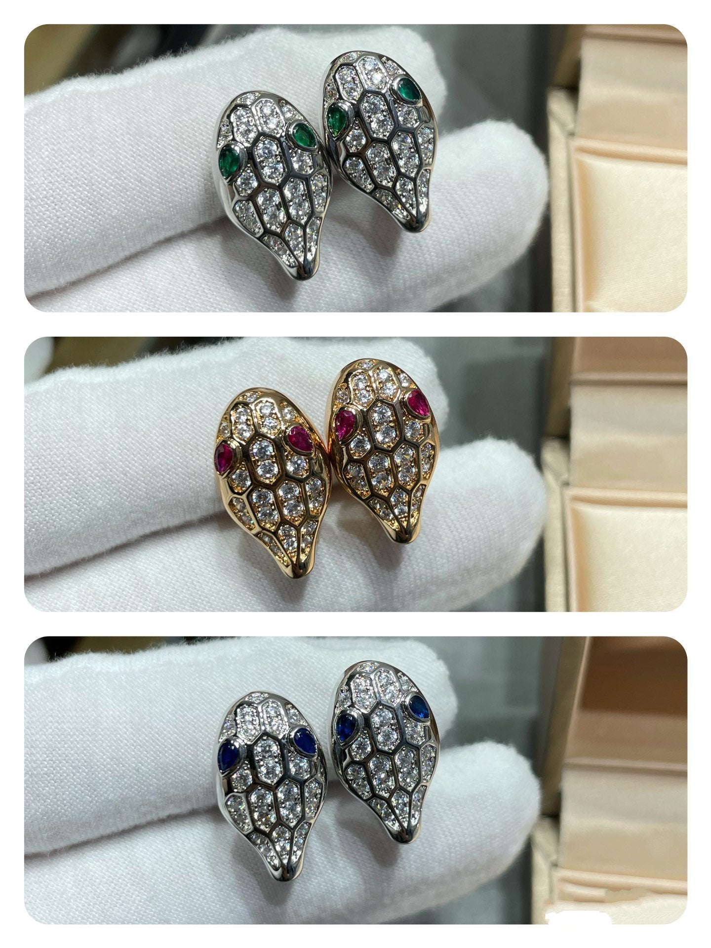 [vivabelle]SERPENT DIAMOND STUD EARRINGS