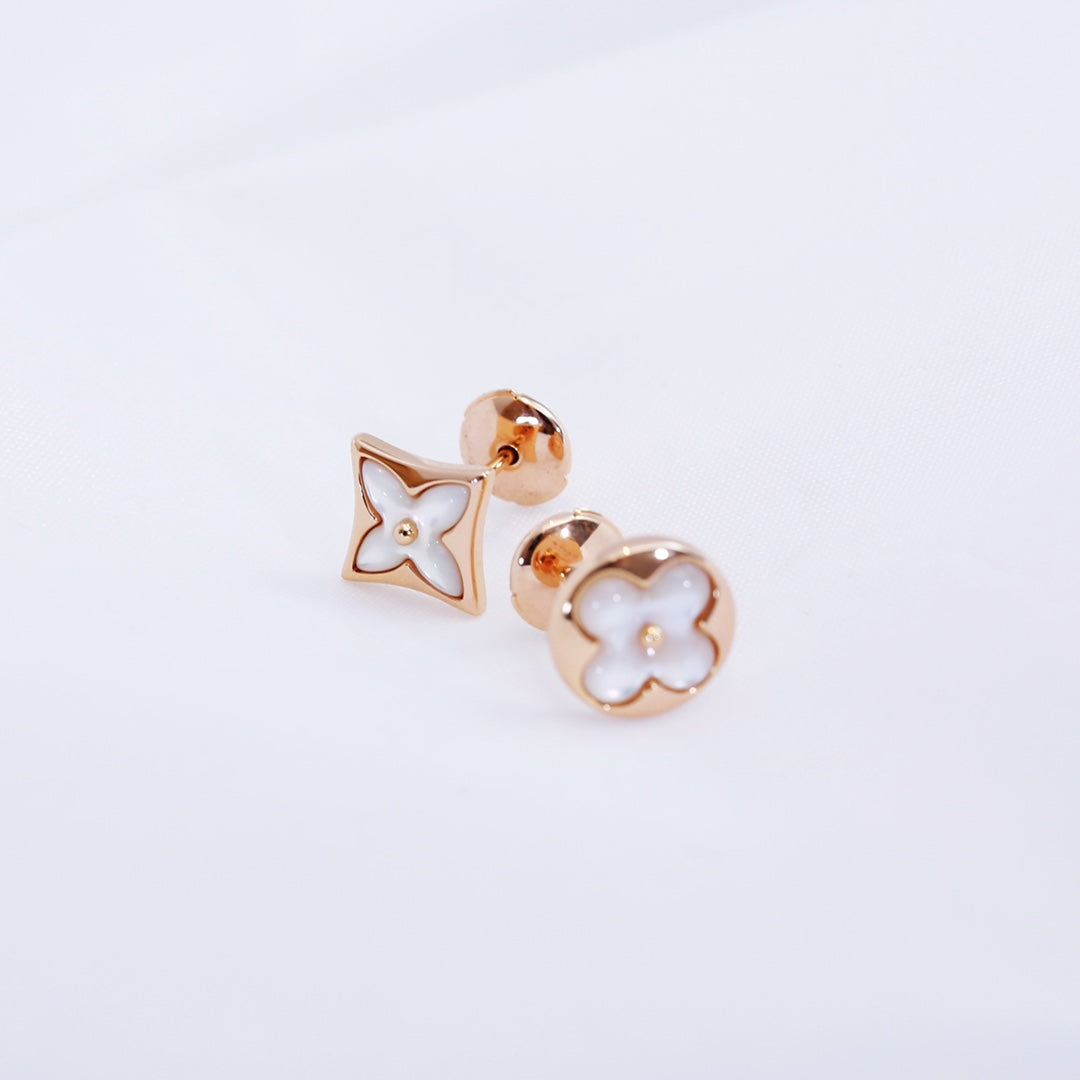 [vivabelle]STAR AND SUN PINK GOLD MOP STUD EARRINGS