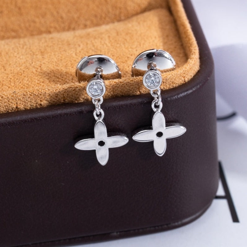 [vivabelle]VIDYLLE SILVER DIAMOND MINI DROP EARRINGS