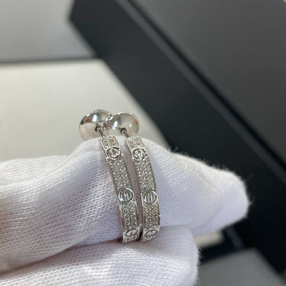 [vivabelle]LOVE DIAMOND SILVER HOOP EARRINGS