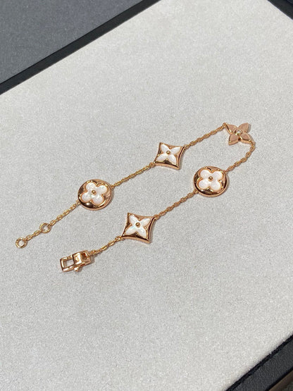 [vivabelle]STAR AND SUN 5 MOTIF MOP PINK GOLD BRACELET