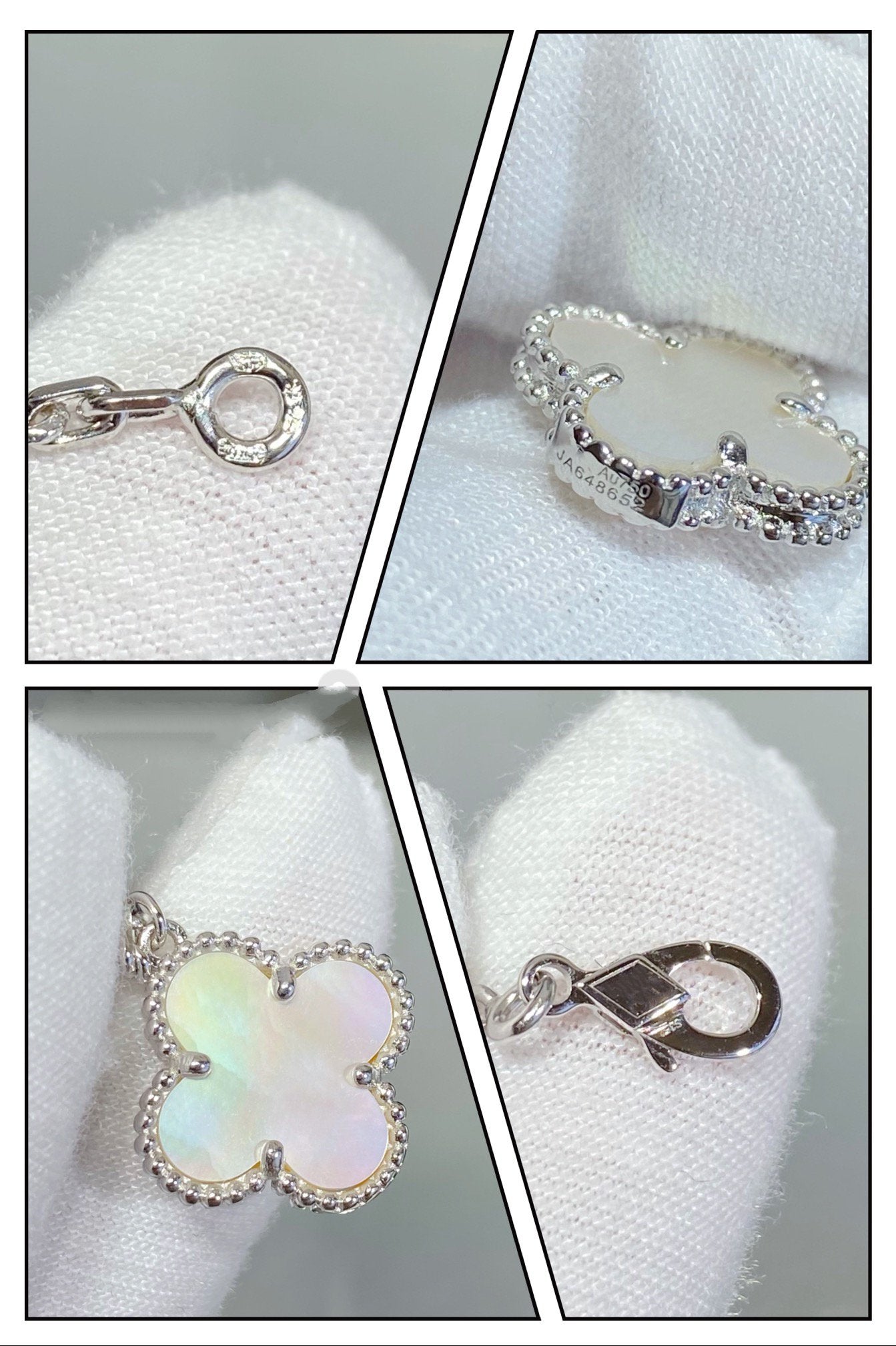 [vivabelle]CLOVER 5 MOTIF WHITE MOP SILVER BRACELET