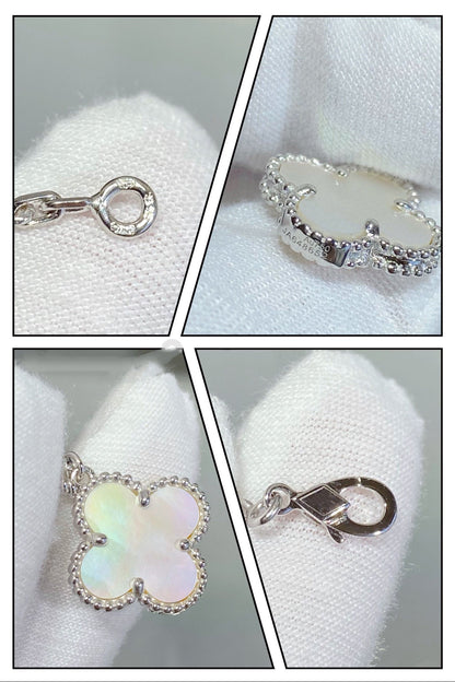 [vivabelle]CLOVER 5 MOTIF WHITE MOP SILVER BRACELET