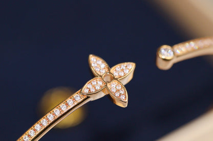 [vivabelle]IDYLLE PINK GOLD OPEN BRACELET DIAMOND PAVED