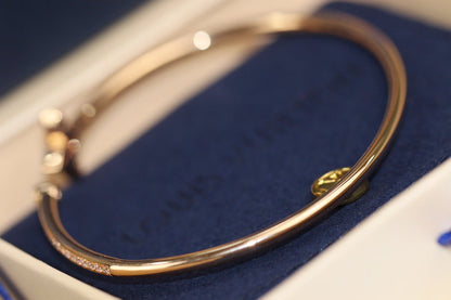 [vivabelle]IDYLLE PINK GOLD OPEN BRACELET DIAMOND PAVED