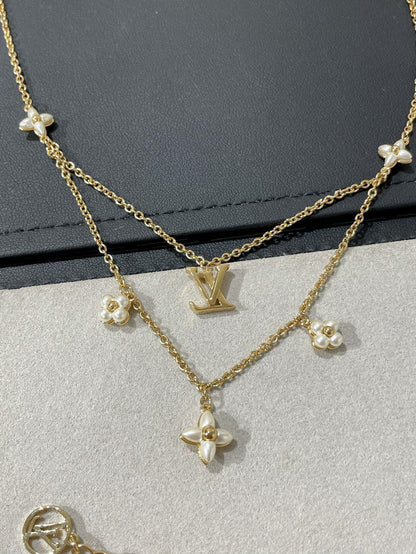 [vivabelle]FLOWERGRAM GOLD MOP DOUBLE ROW NECKLACE