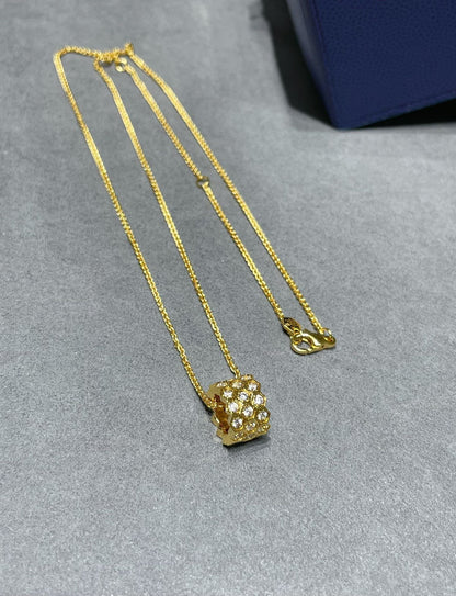 [vivabelle]BEE LOVE DIAMOND PAVED 3 ROW NECKLACE