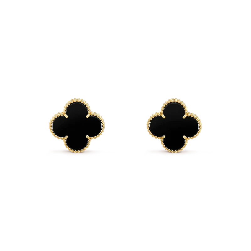 [vivabelle]CLOVER MEDIUM 1 MOTIFS  ONYX STUD EARRINGS