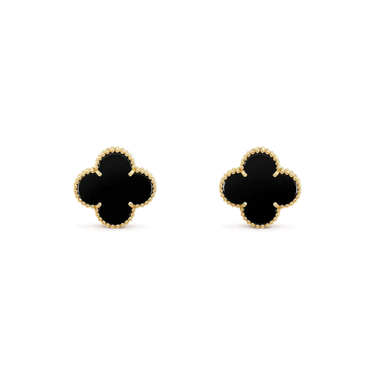[vivabelle]CLOVER MEDIUM 1 MOTIFS  ONYX STUD EARRINGS