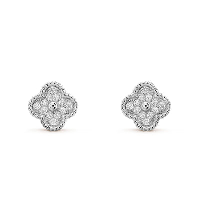 [vivabelle]CLOVER MINI DIAMOND STUD EARRINGS