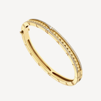 [vivabelle]ZERO 1 SPIRAL AND PAVED DIAMOND GOLD BRACELET