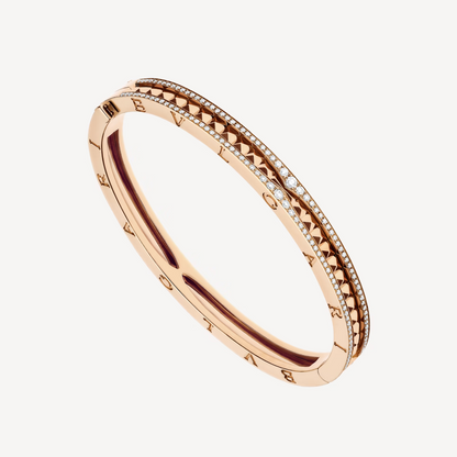 [vivabelle]ZERO 1 SPIRAL AND PAVED DIAMOND PINK GOLD BRACELET