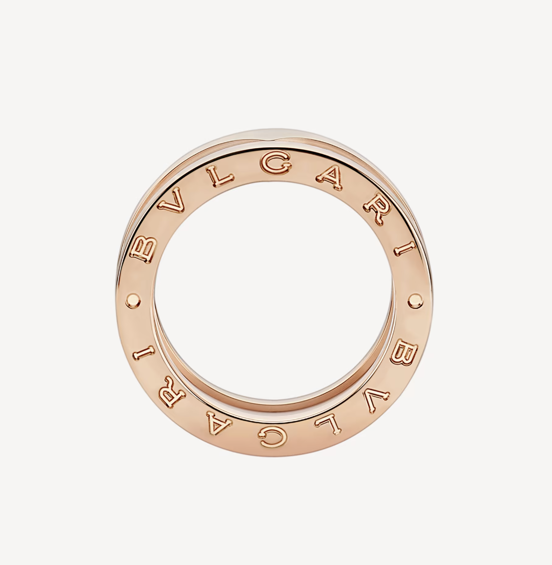 [vivabelle]ZERO 1 TWO-BAND LOOPS AND WHITE CERAMIC SPIRAL PINK GOLD RING