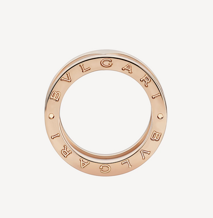 [vivabelle]ZERO 1 TWO-BAND LOOPS AND WHITE CERAMIC SPIRAL PINK GOLD RING