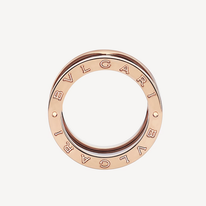 [vivabelle]ZERO 1 FOUR-BAND LOOPS AND BLACK CERAMIC SPIRAL PINK GOLD RING
